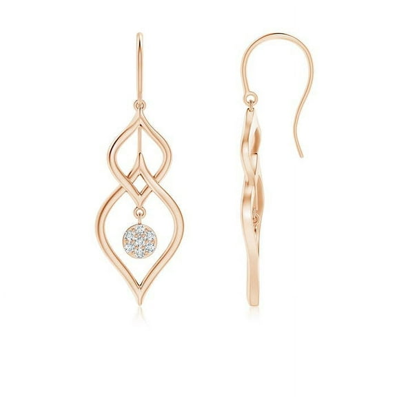 ANGARA Natural Diamond Cluster Earrings with Intertwined Leaf Frame in 14K Rose Gold for Women (Size-1.4mm| Color-G| Clarity-VS2) | Anniversary, Jewelry Gift for Women | Natural Diamond Earrings
