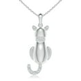 thumbnail image 1 of ANGARA Natural Classic Diamond Cat Pendant in 925 Sterling Silver for Women (Size-1.4mm| Color-G| Clarity-VS2) | April Birthstone, Anniversary, Jewelry Gift for Women | Natural Diamond Necklace, 1 of 7