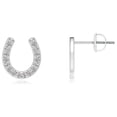 thumbnail image 1 of ANGARA Natural Diamond Horseshoe Stud Earrings in 14K White Gold for Women (Size-1mm| Color-I-J| Clarity-I1-I2) | April Birthstone, Anniversary, Jewelry Gift for Women | Natural Diamond Earrings, 1 of 7