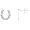 thumbnail image 1 of ANGARA Natural Pave-Set Diamond Horseshoe Stud Earrings in 14K White Gold for Women (Size-1mm| Color-G| Clarity-VS2) | April Birthstone, Anniversary, Jewelry Gift for Women | Natural Diamond Earrings, 1 of 6