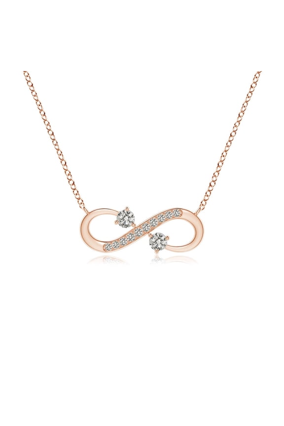 Natural Sideways Infinity Diamond Necklace in 14K Rose Gold for Women (Size-2.8mm| Color-K| Clarity-I3) | April Birthstone, Anniversary, Jewelry Gift for Women | Natural Diamond Necklace