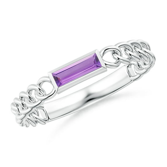 ANGARA Natural 0.18 Ct. Amethyst Stackable Ring in 14K White Gold for Women (Ring Size: 11.5)
