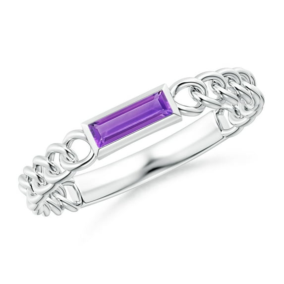 ANGARA Natural 0.18 Ct. Amethyst Stackable Ring in 14K White Gold for Women (Ring Size: 3)