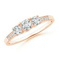 thumbnail image 1 of ANGARA Natural Diamond Trellis Three Stone Engagement Ring in 14K Rose Gold for Women (Size-3.7mm| Color-G| Clarity-VS2) | April Birthstone, Anniversary, Jewelry Gift for Women | Natural Diamond Ring, 1 of 7