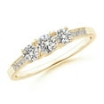 thumbnail image 1 of ANGARA Natural Diamond Trellis Engagement Ring in 14K Yellow Gold for Women (Size-3.7mm| Color-I-J| Clarity-I1-I2) | April Birthstone, Anniversary, Jewelry Gift for Women | Natural Diamond Ring, 1 of 7