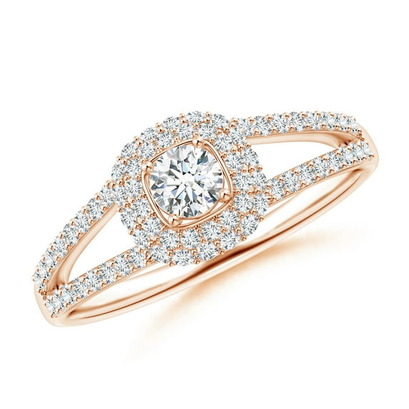 ANGARA Natural 0.18 Ct. Diamond Halo Ring in 14K Rose Gold for Women (Ring Size: 11.5)