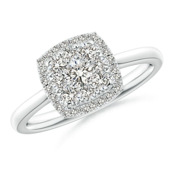ANGARA Natural 0.18 Ct. Diamond Halo Ring in 14K White Gold for Women (Ring Size: 11.5)