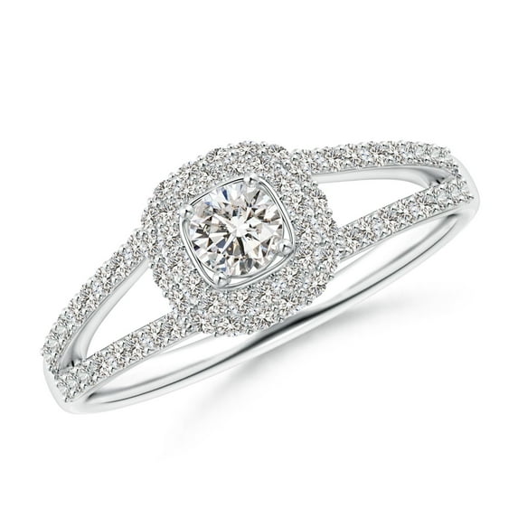 ANGARA Natural Diamond Ring with Accented Split Shank in 14K White Gold for Women (Size-3.7mm| Color-I-J| Clarity-I1-I2) | April Birthstone, Anniversary, Jewelry Gift for Women | Natural Diamond Ring