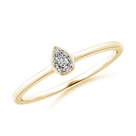 ANGARA Natural Solitaire Diamond Engagement Ring in 14K Yellow Gold for Women (Size-4x2.5mm| Color-K| Clarity-I3) | April Birthstone, Anniversary, Jewelry Gift for Women | Natural Diamond Ring
