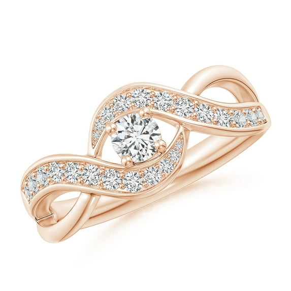 ANGARA Natural Solitaire Diamond Infinity Promise Ring in 14K Rose Gold for Women (Size-3.7mm| Color-H| Clarity-SI2) | April Birthstone, Anniversary, Jewelry Gift for Women | Natural Diamond Ring