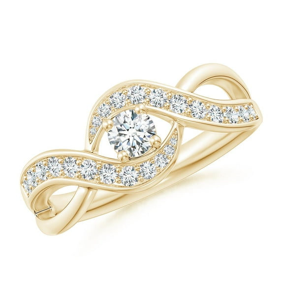 ANGARA Natural Solitaire Diamond Infinity Promise Ring in 14K Yellow Gold for Women (Size-3.7mm| Color-G| Clarity-VS2) | April Birthstone, Anniversary, Jewelry Gift for Women | Natural Diamond Ring