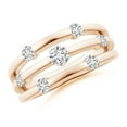 thumbnail image 1 of ANGARA Natural Triple Row Dotted Diamond Orbit Ring in 14K Rose Gold for Women (Size-3.7mm| Color-H| Clarity-SI2) | April Birthstone, Anniversary, Jewelry Gift for Women | Natural Diamond Ring, 1 of 10
