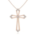 thumbnail image 1 of ANGARA Natural Pointed Open Cross Pendant with Diamonds in 14K Rose Gold for Women (Size-1.4mm| Color-I-J| Clarity-I1-I2) | Anniversary, Jewelry Gift for Women | Natural Diamond Necklace, 1 of 7