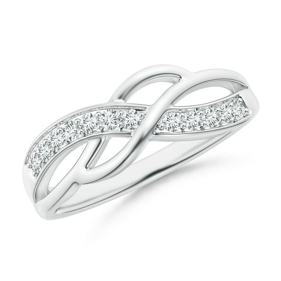 ANGARA Natural Pave Set Diamond Multi-Row Crossover Band in 14K White Gold for Women (Size-1.55mm| Color-G| Clarity-VS2) | April Birthstone, Anniversary, Jewelry Gift for Women | Natural Diamond Ring