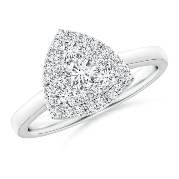 ANGARA Natural Trillion Composite Diamond Halo Ring in 14K White Gold for Women (Size-3.75mm| Color-G| Clarity-VS2) | April Birthstone, Anniversary, Jewelry Gift for Women | Natural Diamond Ring