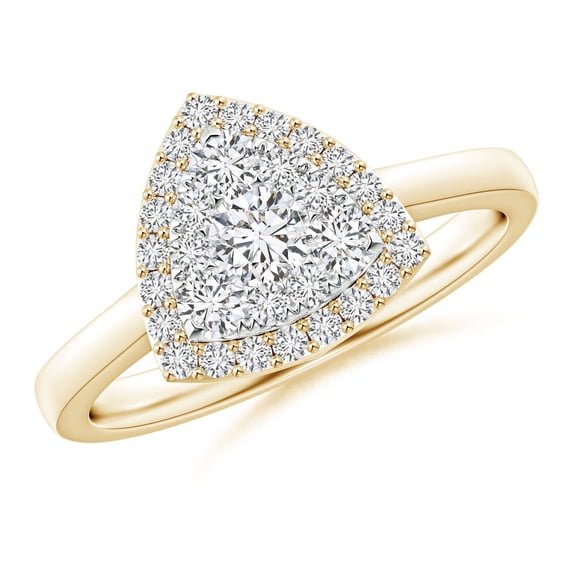 ANGARA Natural Trillion Composite Diamond Halo Ring in 14K Yellow Gold for Women (Size-3.75mm| Color-H| Clarity-SI2) | April Birthstone, Anniversary, Jewelry Gift for Women | Natural Diamond Ring