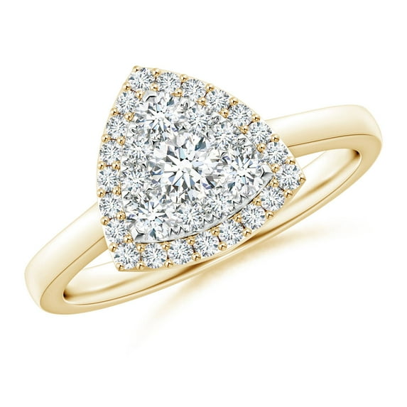 ANGARA Natural Trillion Composite Diamond Halo Ring in 14K Yellow Gold for Women (Size-3.75mm| Color-G| Clarity-VS2) | April Birthstone, Anniversary, Jewelry Gift for Women | Natural Diamond Ring