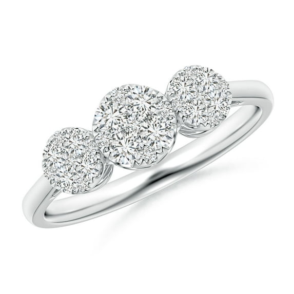 ANGARA Natural Three Stone Composite Diamond Ring in 14K White Gold for Women (Size-2.25mm| Color-H| Clarity-SI2) | April Birthstone, Anniversary, Jewelry Gift for Women | Natural Diamond Ring