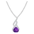 thumbnail image 1 of ANGARA Natural Trillion Amethyst Solitaire Pendant with Diamond Swirl in 14K White Gold for Women (Size-4mm) | February Birthstone, Anniversary, Jewelry Gift for Women | Natural Amethyst Necklace, 1 of 9