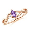thumbnail image 1 of ANGARA Natural Criss-Cross Marquise Amethyst Solitaire Ring with Diamonds in 14K Rose Gold for Women (Size-6x3mm) | February Birthstone, Anniversary, Jewelry Gift for Women | Natural Amethyst Ring, 1 of 9