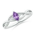 thumbnail image 1 of ANGARA Natural Criss-Cross Marquise Amethyst Solitaire Ring with Diamonds in 14K White Gold for Women (Size-6x3mm) | February Birthstone, Anniversary, Jewelry Gift for Women | Natural Amethyst Ring, 1 of 8