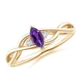 thumbnail image 1 of ANGARA Natural Criss-Cross Marquise Amethyst Solitaire Ring with Diamonds in 14K Yellow Gold for Women (Size-6x3mm) | February Birthstone, Anniversary, Jewelry Gift for Women | Natural Amethyst Ring, 1 of 9