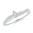 thumbnail image 1 of ANGARA Natural Diamond Twisted Shank Engagement Ring in 14K White Gold for Women (Size-5x3mm| Color-G| Clarity-VS2) | April Birthstone, Anniversary, Jewelry Gift for Women | Natural Diamond Ring, 1 of 7