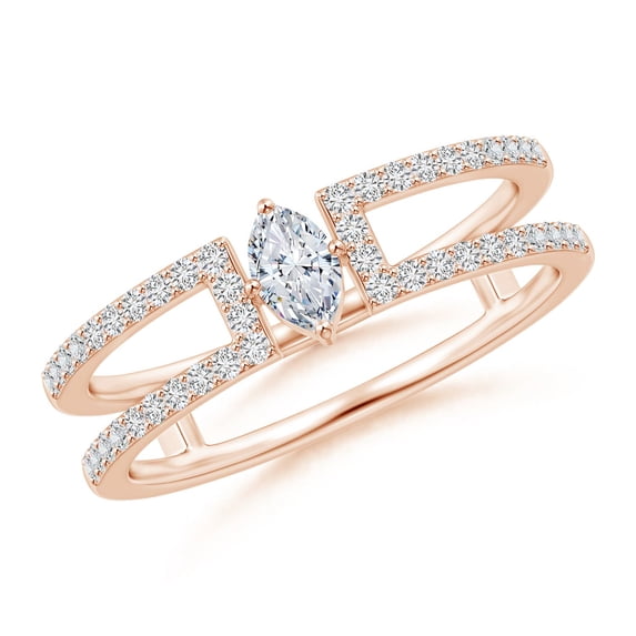 ANGARA Natural 0.2 Ct. Diamond Classic Stackable Ring in 14K Rose Gold for Women (Ring Size: 12)