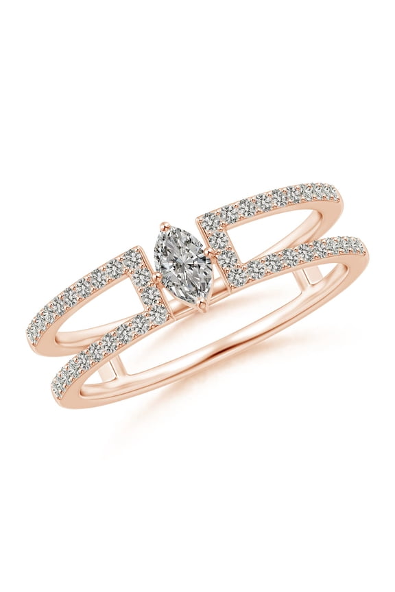 Natural Marquise Diamond Split Shank Ring in 14K Rose Gold for Women (Size-5x3mm| Color-K| Clarity-I3) | April Birthstone, Anniversary, Jewelry Gift for Women | Natural Diamond Ring