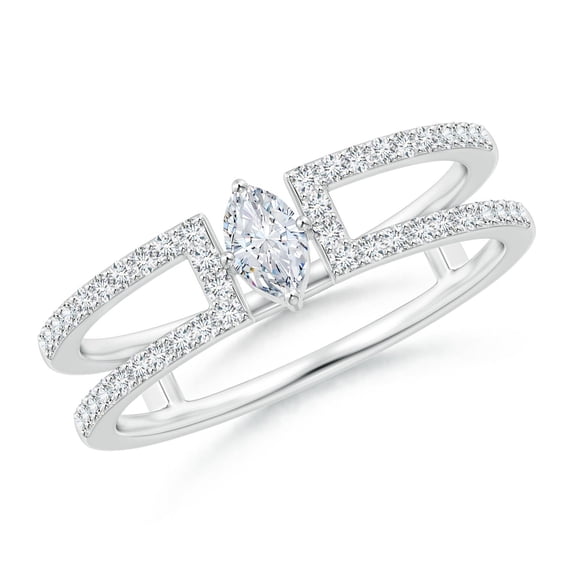 ANGARA Natural Marquise Diamond Split Shank Ring in 14K White Gold for Women (Size-5x3mm| Color-G| Clarity-VS2) | April Birthstone, Anniversary, Jewelry Gift for Women | Natural Diamond Ring