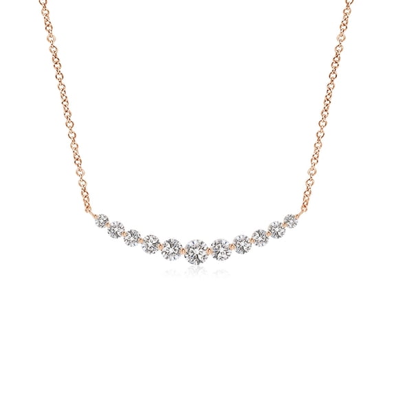 ANGARA Natural Contemporary Diamond Journey Pendant Necklace in 14K Rose Gold for Women (Size-3.8mm| Color-I-J| Clarity-I1-I2) | Anniversary, Jewelry Gift for Women | Natural Diamond Necklace