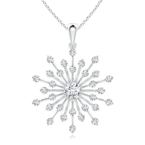 ANGARA Natural Prong-Set Diamond Sunburst Pendant in 14K White Gold for Women (Size-3.8mm| Color-G| Clarity-VS2) | April Birthstone, Anniversary, Jewelry Gift for Women | Natural Diamond Necklace