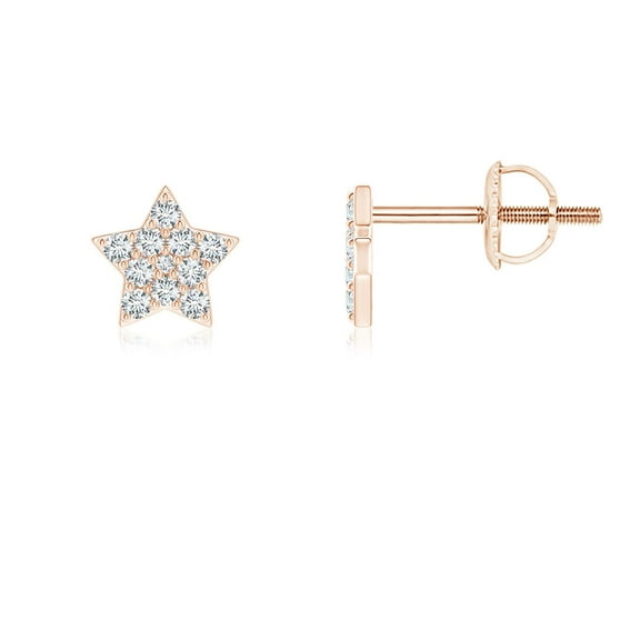ANGARA Natural Diamond Star-Shaped Stud Earrings in 14K Rose Gold for Women (Size-1.3mm| Color-G| Clarity-VS2) | April Birthstone, Anniversary, Jewelry Gift for Women | Natural Diamond Earrings