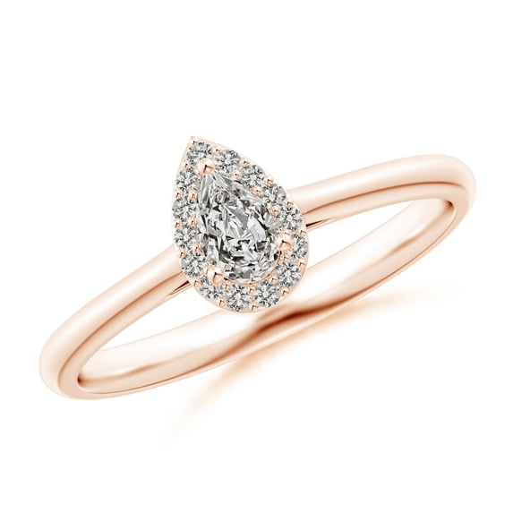 ANGARA Natural 0.2 Ct. Diamond Halo Engagement Ring in 14K Rose Gold for Women (Ring Size: 11.5)