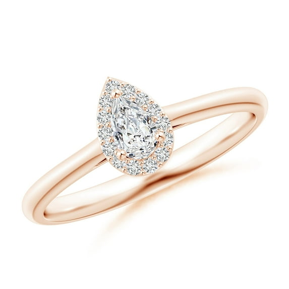 ANGARA Natural Pear-Shaped Diamond Halo Engagement Ring in 14K Rose Gold for Women (Size-5x3mm| Color-H| Clarity-SI2) | April Birthstone, Anniversary, Jewelry Gift for Women | Natural Diamond Ring