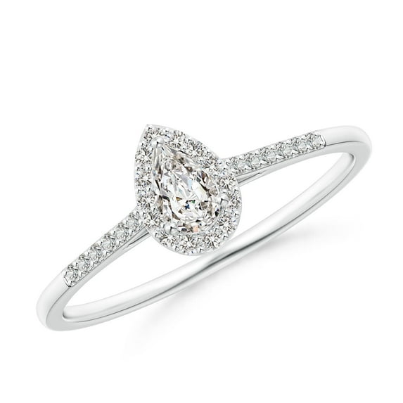 ANGARA Natural 0.2 Ct. Diamond Halo Engagement Ring in 14K White Gold for Women (Ring Size: 11.5)
