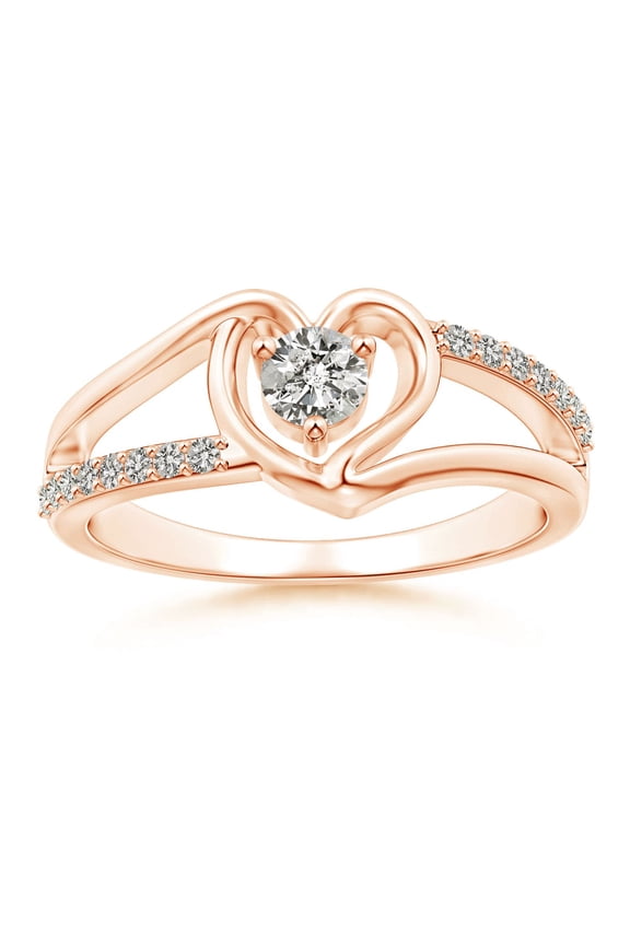 Natural Split Shank Diamond Heart Engagement Ring in 14K Rose Gold for Women (Size-3.8mm| Color-K| Clarity-I3) | April Birthstone, Anniversary, Jewelry Gift for Women | Natural Diamond Ring