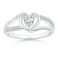 thumbnail image 1 of ANGARA Natural Split Shank Diamond Heart Engagement Ring in 14K White Gold for Women (Size-3.8mm| Color-G| Clarity-VS2) | April Birthstone, Anniversary, Jewelry Gift for Women | Natural Diamond Ring, 1 of 9