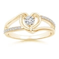 thumbnail image 1 of ANGARA Natural Split Shank Diamond Heart Engagement Ring in 14K Yellow Gold for Women (Size-3.8mm| Color-H| Clarity-SI2) | April Birthstone, Anniversary, Jewelry Gift for Women | Natural Diamond Ring, 1 of 8