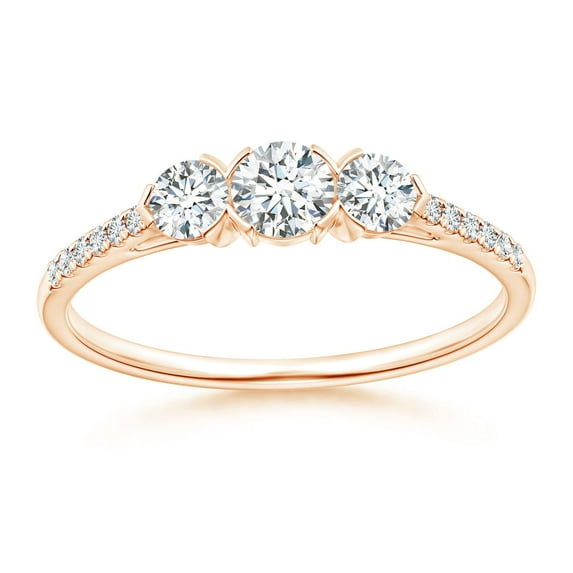 ANGARA Natural 0.2 Ct. Diamond Side Stone Engagement Ring in 14K Rose Gold for Women (Ring Size: 11.5)