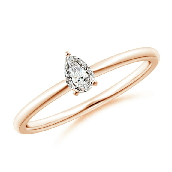 ANGARA Natural Solitaire Diamond Engagement Ring in 14K Rose Gold for Women (Size-5x3mm| Color-I-J| Clarity-I1-I2) | April Birthstone, Anniversary, Jewelry Gift for Women | Natural Diamond Ring