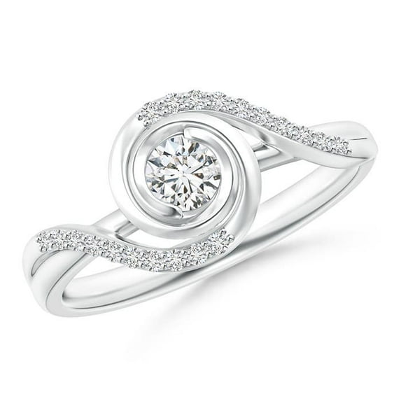 ANGARA Natural 0.2 Ct. Diamond Solitaire Ring in 14K White Gold for Women (Ring Size: 3)