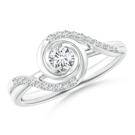 ANGARA Natural 0.2 Ct. Diamond Solitaire Ring in 14K White Gold for Women (Ring Size: 9)