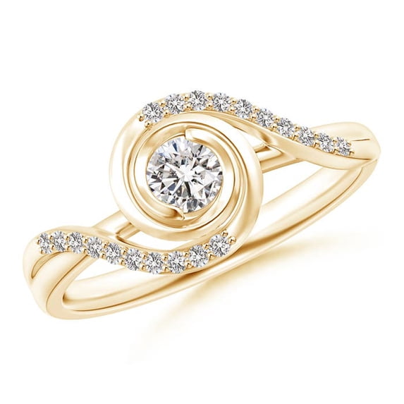 ANGARA Natural Bypass Diamond Spiral Solitaire Ring in 14K Yellow Gold for Women (Size-3.8mm| Color-I-J| Clarity-I1-I2) | April Birthstone, Anniversary, Jewelry Gift for Women | Natural Diamond Ring