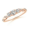 thumbnail image 1 of ANGARA Natural Diamond Braided Three Stone Engagement Ring in 14K Rose Gold for Women (Size-3.8mm| Color-I| Clarity-I1) | April Birthstone, Anniversary, Jewelry Gift for Women | Natural Diamond Ring, 1 of 8