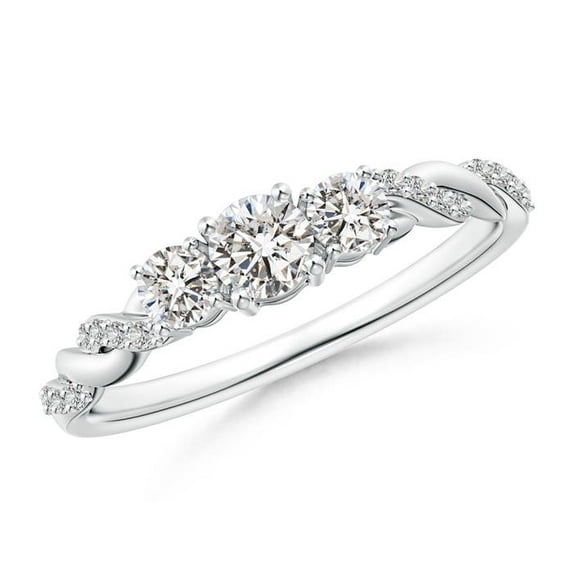 ANGARA Natural Diamond Braided Three Stone Engagement Ring in 14K White Gold for Women (Size-3.8mm| Color-I| Clarity-I1) | April Birthstone, Anniversary, Jewelry Gift for Women | Natural Diamond Ring