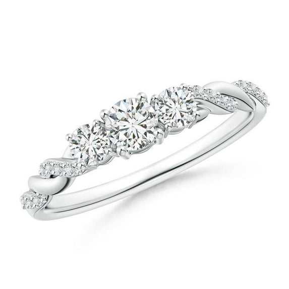 ANGARA Natural Diamond Braided 3 Stone Engagement Ring in 14K White Gold for Women (Size-3.8mm| Color-H| Clarity-SI2) | April Birthstone, Anniversary, Jewelry Gift for Women | Natural Diamond Ring
