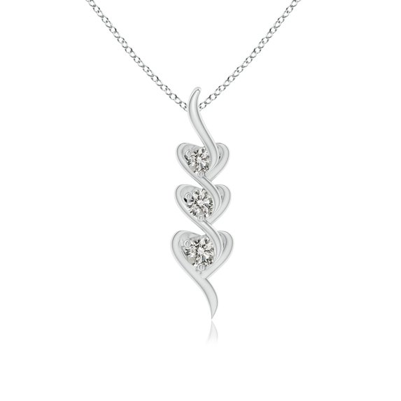 ANGARA Natural Three Stone Diamond Heart Pendant in 14K White Gold for Women (Size-3.8mm| Color-K| Clarity-I3) | April Birthstone, Anniversary, Jewelry Gift for Women | Natural Diamond Necklace