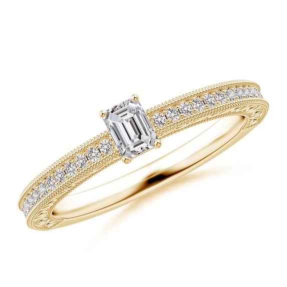 ANGARA Natural 0.2 Ct. Diamond Vintage Inspired Ring in 14K Yellow Gold for Women (Ring Size: 11.5)