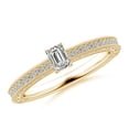 thumbnail image 1 of ANGARA Natural Diamond Ring with Engraving in 14K Yellow Gold for Women (Size-4x3mm| Color-K| Clarity-I3) | April Birthstone, Anniversary, Jewelry Gift for Women | Natural Diamond Ring, 1 of 8